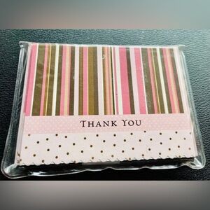 (BRAND NEW) THANK YOU NOTE CARDS - BLANK INSIDE (PINK, WHITE AND BROWN DESIGN)